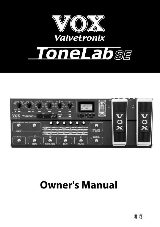 Vox Valvetronix ToneLab SE user manual : Free Download, Borrow